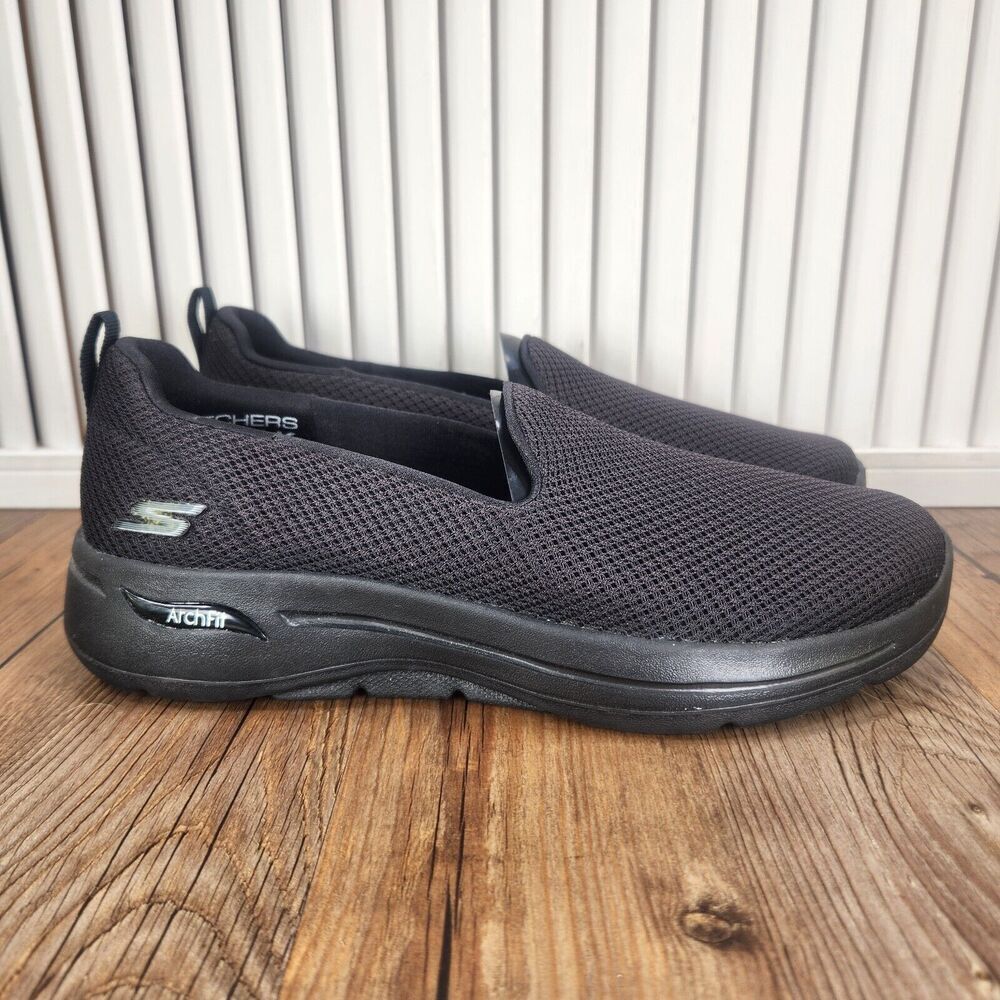 Skechers GOwalk Arch Fit Grateful Womens Sz 8 Black Slip On Walking Shoes 124401